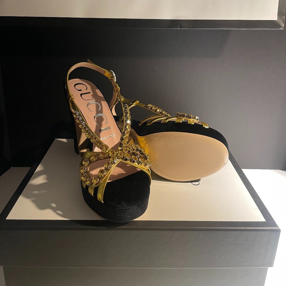 Gucci sand pelle nappa silk high heels - Picture 5 of 11